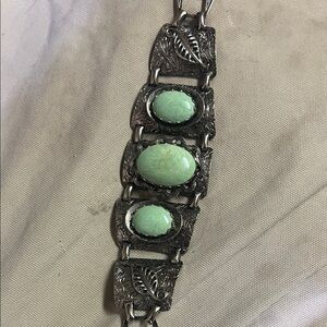Silver Bracelet with Mint Stones